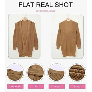 Dokotoo Womens Winter Fall 2023 Oversized Open Front Cozy Long Sleeve Cardigans Sweaters Soft Thick Chunky Cable Knitting Fashion Coats Outerwear Cardigans Jackets with Pockets Apricot Small
