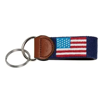 American Flag Needlepoint Keychain - Durable & Stylish Gift