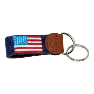American Flag Needlepoint Keychain - Durable & Stylish Gift
