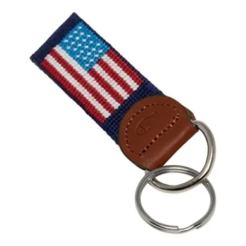 American Flag Needlepoint Keychain - Durable & Stylish Gift