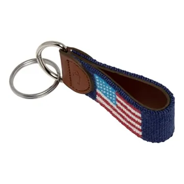 American Flag Needlepoint Keychain - Durable & Stylish Gift