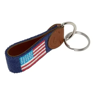 American Flag Needlepoint Keychain - Durable & Stylish Gift