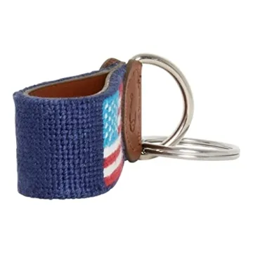 American Flag Needlepoint Keychain - Durable & Stylish Gift