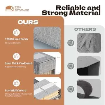 4Pack Sheet Storage Organizer (King & Queen Size) with handle, Foldable Sheet Set Organizer for Linen Closet, Sheet Organizer for Blanket, Coverlet and Towel, Grey