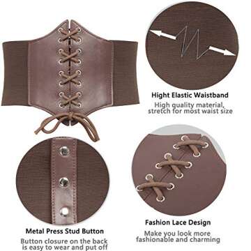 GRACE KARIN PU Renaissance Dress Costume Belts(2XL, Coffee)