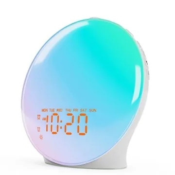 Wake Up Light Sunrise Alarm Clock with 25 Sounds, Dual Alarms, FM Radio & Bluetooth for Adults & Kid...