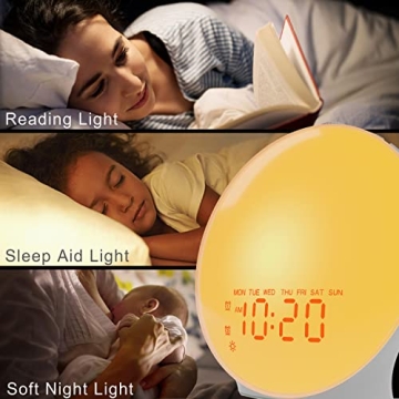 JALL Sunrise Alarm Clock with Bluetooth Speaker and FM Radio