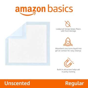 Amazon Basics Dog and Puppy Pee Pads with Leak-Proof Quick-Dry Design for Potty Training, Standard A...