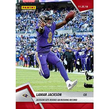2018 Panini Instant NFL Football #111 Lamar Jackson RC Rookie Baltimore Ravens Sets Rookie QB Rushin...