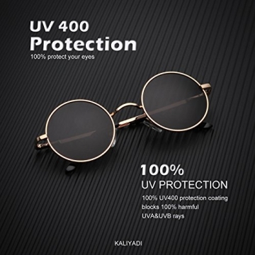 KALIYADI Polarized Round Metal Sunglasses - Stylish UV Protection