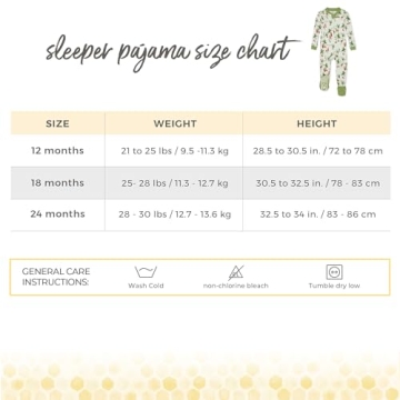 Burt's Bees Baby Baby Girls Pajamas, One-Piece Footed Sleeper PJs, Non-Slip Snug Fit for Infants 12, 18, and 24 Months