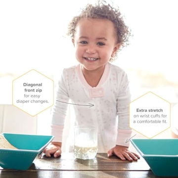 Burt's Bees Baby Baby Girls Pajamas, One-Piece Footed Sleeper PJs, Non-Slip Snug Fit for Infants 12, 18, and 24 Months