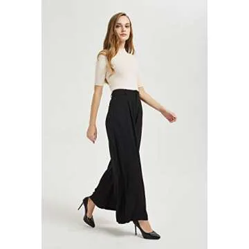 Tronjori Women High Waist Wide Leg Palazzo Pants in Black