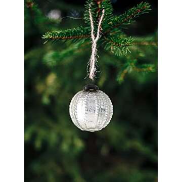 Serene Spaces Living Set of 9 Beaded Texture Polished Silver Glass Ornament Ball, Glass Home Decor Accents, Silver Ornament Balls for Christmas, Wedding, Events, Measures 3" Diameter & 3" Tall