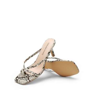 DREAM PAIRS Heels for Women Flip Flops Kitten Low Heels Open Square Toe Thong Heeled Sandals, Sexy Fashion Comfort Shoes for Party Casual Slides,Size 6,Black/White,DWUMFF2503