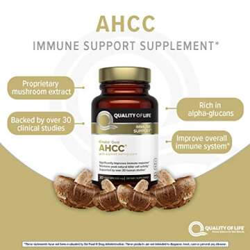 Premium Kinoko Gold AHCC Supplement–500mg of AHCC per Capsule–Supports Immune Health, Liver Function, Maintains Natural Killer Cell Activity & Enhances Cytokine Production–30 Veggie Capsules