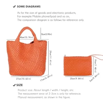 JINMANXUE Fashion Woven Bag Shopper Bag Travel Handbags and Purses Women Tote Bag Large Capacity Shoulder Bags(Orange)