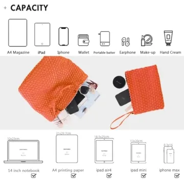 JINMANXUE Fashion Woven Bag Shopper Bag Travel Handbags and Purses Women Tote Bag Large Capacity Shoulder Bags(Orange)