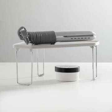 mDesign Plastic/Steel Corner Stackable Rack, Storage Organizer Shelf for Bathroom, Vanity, Counterto...