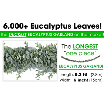 DREATIVE CO 9.2ft Eucalyptus Garland - Elegant Faux Greenery