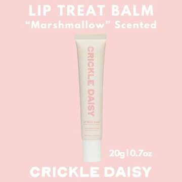 Crickle Daisy Lip Treat Balm - Hydrating & Nourishing Lip Balm with Avocado, Olive, and Coconut Oils - Smooth, Softening Lip Moisturizer & Protection for Very Dry Lips - Marshmallow Scented, 0.7oz