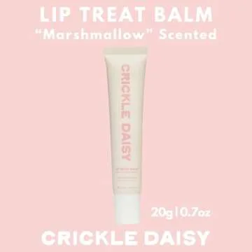 Crickle Daisy Lip Treat Balm - Hydrating & Nourishing Lip Balm with Avocado, Olive, and Coconut Oils - Smooth, Softening Lip Moisturizer & Protection for Very Dry Lips - Marshmallow Scented, 0.7oz