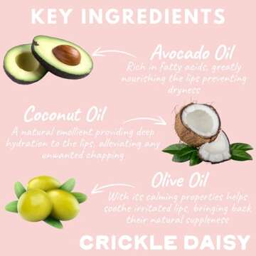 Crickle Daisy Lip Treat Balm - Hydrating & Nourishing Lip Balm with Avocado, Olive, and Coconut Oils - Smooth, Softening Lip Moisturizer & Protection for Very Dry Lips - Marshmallow Scented, 0.7oz