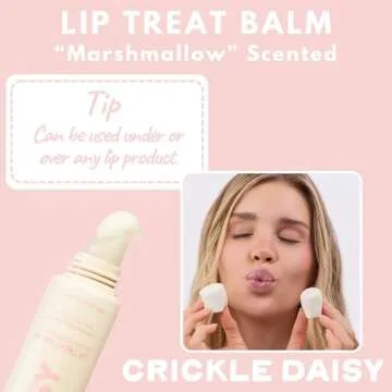 Crickle Daisy Lip Treat Balm - Hydrating & Nourishing Lip Balm with Avocado, Olive, and Coconut Oils - Smooth, Softening Lip Moisturizer & Protection for Very Dry Lips - Marshmallow Scented, 0.7oz