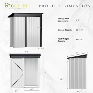 Greesum 5FT x 3FT Metal Storage Shed - Durable & Secure