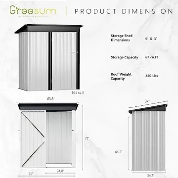 Greesum 5FT x 3FT Metal Storage Shed - Durable & Secure