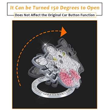 YOLRIND Car Push Start Button Cover, Cute Cat Bling Car Accessories for Women Engine Push to Start Button Cover Interior Accessories Decor (Pink)