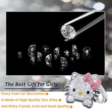 YOLRIND Car Push Start Button Cover, Cute Cat Bling Car Accessories for Women Engine Push to Start Button Cover Interior Accessories Decor (Pink)