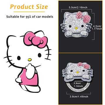 YOLRIND Car Push Start Button Cover, Cute Cat Bling Car Accessories for Women Engine Push to Start Button Cover Interior Accessories Decor (Pink)
