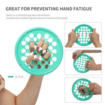 ZHIAMZ Hand Exercise Webs for Physical Therapy, Hand Grip Strengthener, Finger Exerciser, Portable Size, Latex Free, 7" Diameter (Medium-Red)