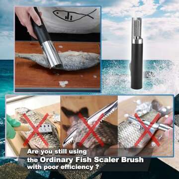 Powerful Electric Fish Scaler ，Cordless Fish Scaler Remover Easily Remove fishscales without Fuss ...