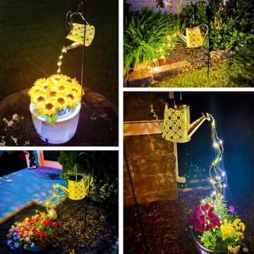 Charming Solar Watering Can Lights for Garden Decor