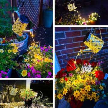 Charming Solar Watering Can Lights for Garden Decor