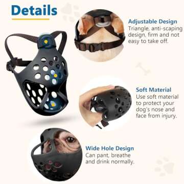 BARKLESS Flat Faced Dog Muzzle for Bulldogs Pugs Shih Tzu