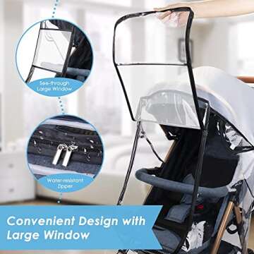 Nasjac Stroller Rain Cover Universal, Baby Stroller Rain Cover for Winter Waterproof Windproof Toddl...