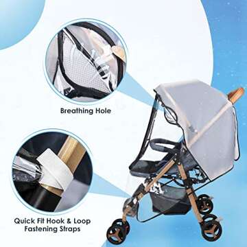 Nasjac Universal Stroller Rain Cover for All Weather Protection