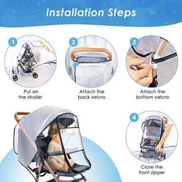 Nasjac Universal Stroller Rain Cover for All Weather Protection