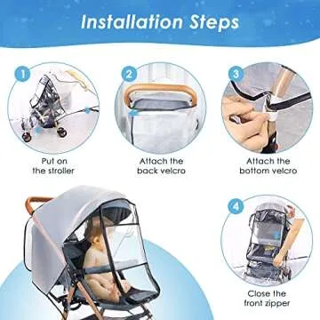 Nasjac Universal Stroller Rain Cover for All Weather Protection