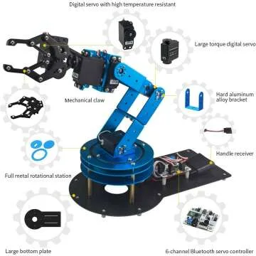 Robotic Arm Kit 6DOF: Control with App & PC Software