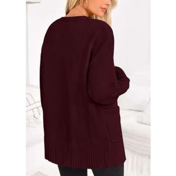 PRETTYGARDEN Women's 2024 Fall Fashion Knit Cardigan Sweaters Long Sleeve V Neck Open Front Winter Sweater Jacket with Scarf (Wine Red,Small)