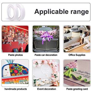 2 Rolls 1 Inch Double Sided Tape (1-Inch x 30 Yards per Roll), Permanent Clear Double-Sided Adhesive Scotch Tape for DIY Arts, Crafts, Scrapbook, Photos Display ect (1 Inch x 60 Yards Total)