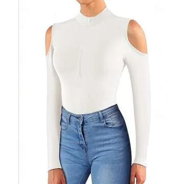 MANGOPOP Long Sleeve Bodysuit for Trendy Women