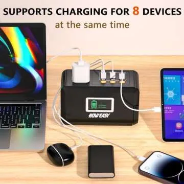 HOWEASY Portable Power Station, 88Wh Solar Generator, Lithium Battery Power with 110V AC 150W Peak Socket/DC/USB/LED Light for Outdoor Camping Trip Hunting Emergency（Solar Panel Not Included）