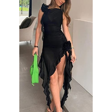 Elegant Floral Tassels Strapless Long Dress for Parties