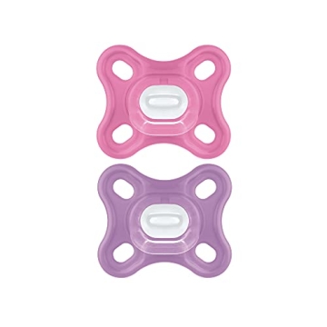 MAM Comfort Baby Pacifier, 100% Lightweight Silicone, Sterilizer Case, Girl, 0-3 Months, 2 Count (Pa...