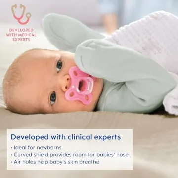 MAM Comfort Baby Pacifier, 100% Lightweight Silicone, Sterilizer Case, Girl, 0-3 Months, 2 Count (Pack of 1)